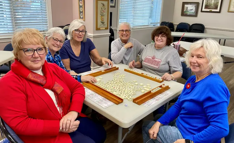 members playing a board game